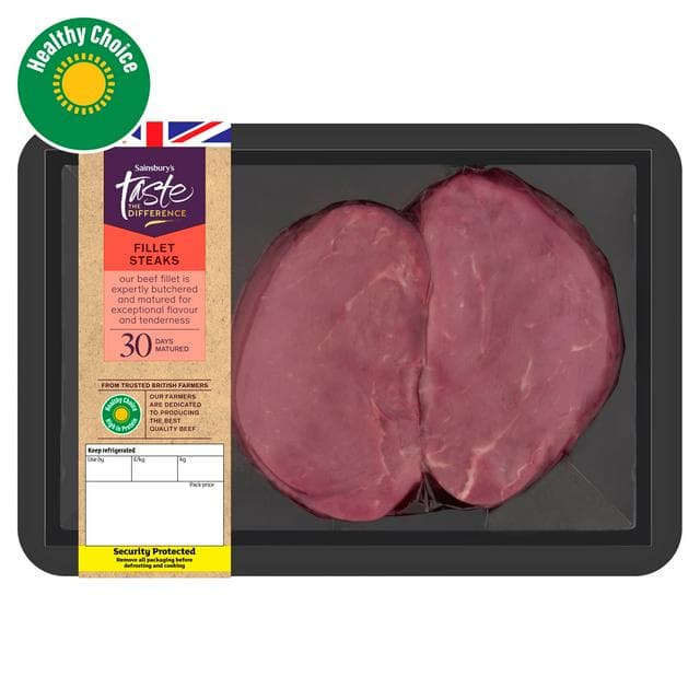 Sainsbury's 30 Days Matured British Beef Fillet Steak, Taste the Difference x2 (approx. 270g) - gallery image 1