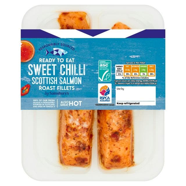 Sainsbury's Sweet Chilli ASC Scottish Salmon Portions x2 180g (Ready to eat) - gallery image 1