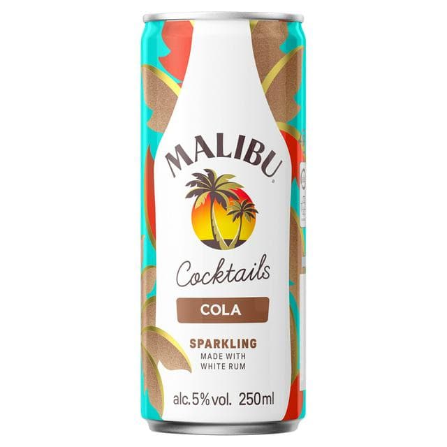 Malibu Coconut Rum & Cola Pre-Mixed Can 250ml - gallery image 1