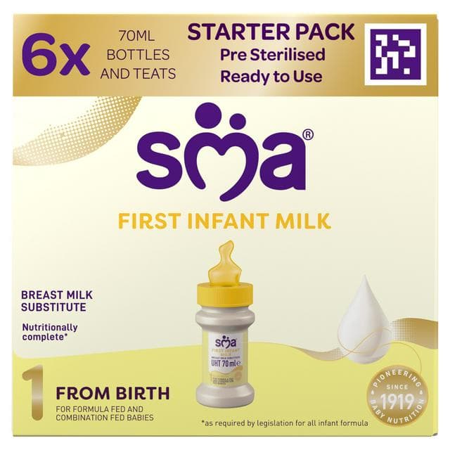 SMA First Infant Baby Milk from Birth 6 x 70ml (420ml) - gallery image 1