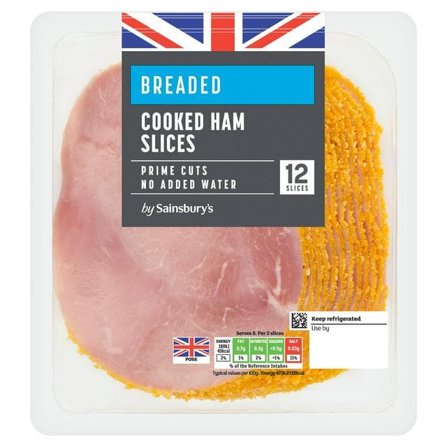 Sainsbury's 12 Breaded Cooked Ham Slices 240g - gallery image 1