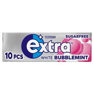 Extra White Bubblemint Chewing Gum Sugar Free 10 Pieces 14g