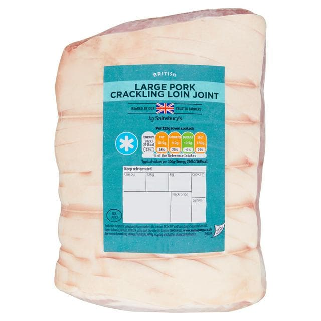 Sainsbury's British Large Pork Crackling Loin Joint (approx.1.8kg) - gallery image 1