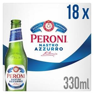 Peroni Nastro Azzurro Beer Lager Bottles 18x330ml