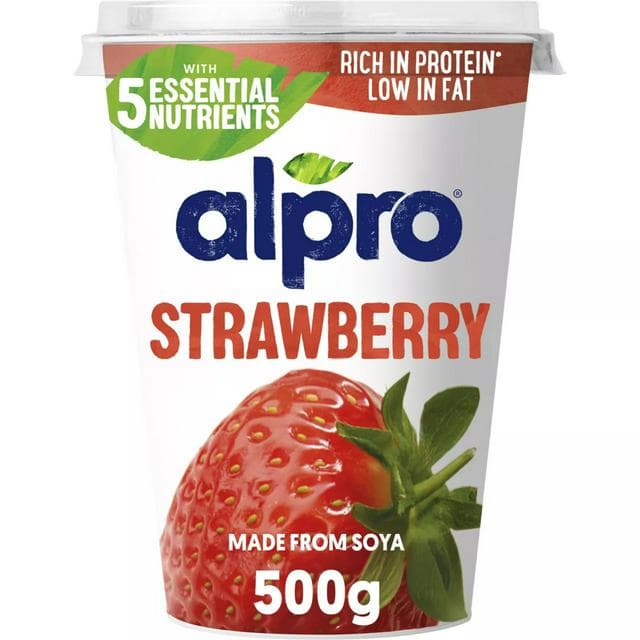 Alpro Strawberry Soya Plant Based Yoghurt Alternative 500g - gallery image 1