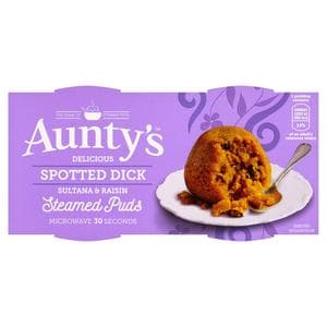 Aunty's Delicious Spotted Dick Sultana & Raisin Steamed Puddings 2x95g