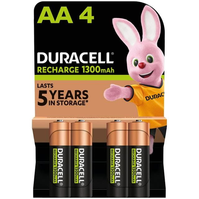 Duracell Rechargeable AA 1300mAh Batteries, pack of 4 - gallery image 1