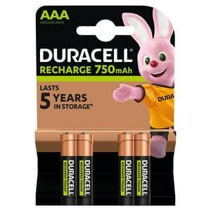 Duracell Rechargeable AAA 750mAh Batteries, pack of 4