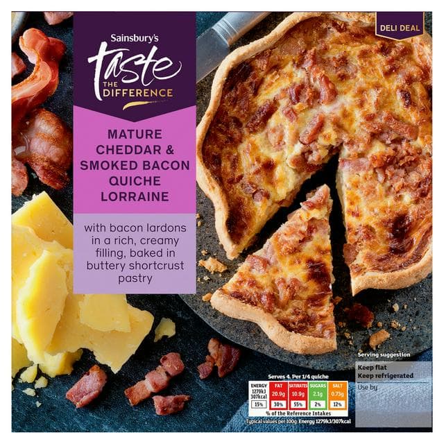 Sainsbury's Extra Mature Cheddar & Cherrywood Smoked Bacon Quich Lorraine, Taste the Difference 400g - gallery image 1