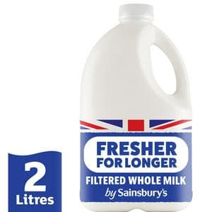 Sainsbury's 2L British Fresher for Longer Filtered Whole Milk