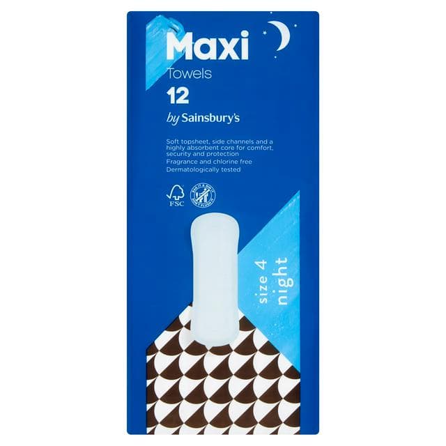 Sainsbury's Maxi Towel Night x12 - gallery image 1