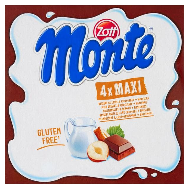 Zott Monte Maxi Chocolate & Hazelnut Milk Dessert 4x100g - gallery image 1