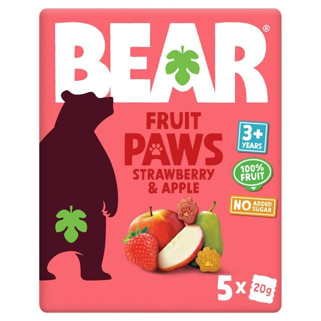 BEAR Paws Fruit Shapes Strawberry & Apple Multipack 5x20g - gallery image 1