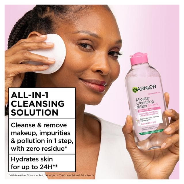 Garnier Micellar Water Facial Cleanser Makeup Remover For Sensitive Skin 400ml - gallery image 2