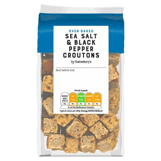Sainsbury's Black Pepper & Sea Salt Croutons 100g - gallery image 1