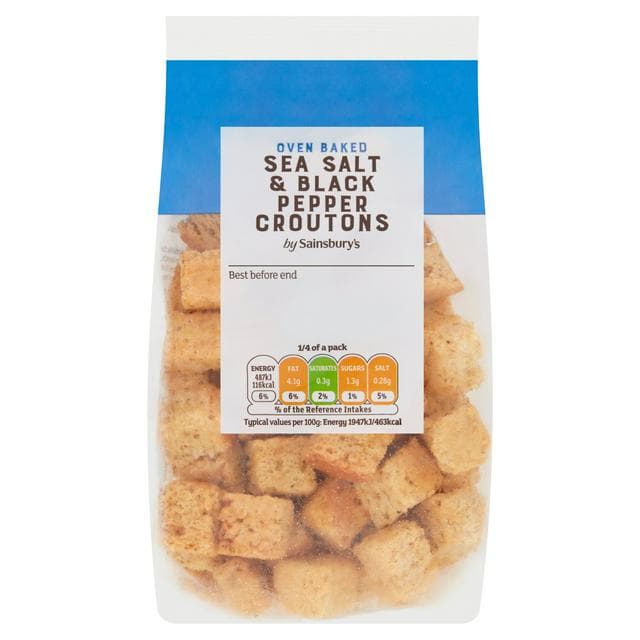 Sainsbury's Black Pepper & Sea Salt Croutons 100g - gallery image 1