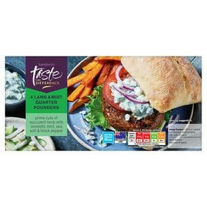 Sainsbury's Lamb & Mint Quarter Pounders, Taste the Difference x4 454g