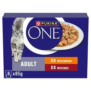 Purina One Mini Fillets Chicken & Beef Wet Cat Food 8 x 85g