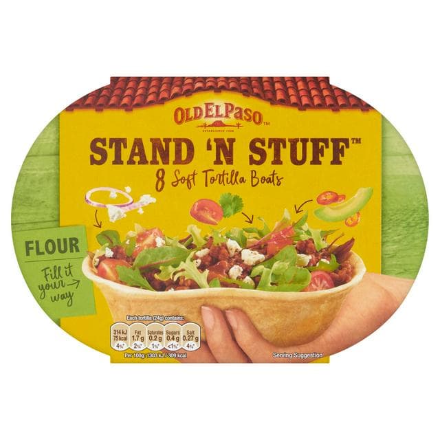 Old El Paso Mexican Stand N Stuff Tortilla Wrap Boats x8 193g - gallery image 1