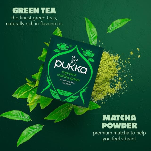 Pukka Organic Supreme Matcha Green Herbal Tea Home Compostable Green Tea Bags x20 - gallery image 2