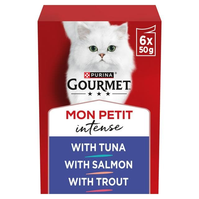 Gourmet Mon Petit Fish Variety Tuna, Salmon & Trout Wet Cat Food 6 x 50g - gallery image 1
