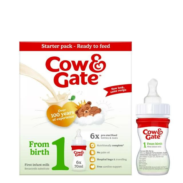 Cow & Gate 1 First Infant Baby Milk Formula Liquid Starter Pack From Birth Ready To Feed 6x70ml - gallery image 1