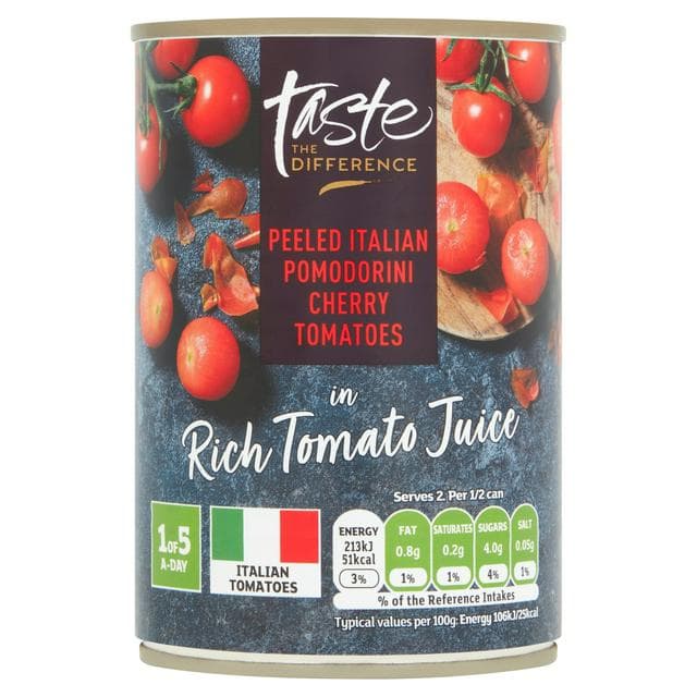 Sainsbury's 400g Peeled Italian Datterini Baby Cherry Tomatoes in Rich Tomato Juice,Taste the Difference - gallery image 1