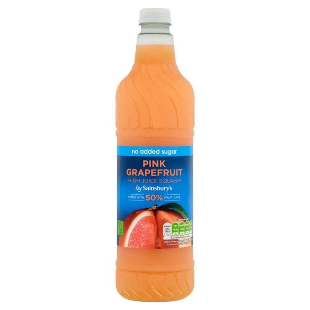 Sainsbury's High Juice Squash Pink Grapefruit No added Sugar 1L - gallery image 1