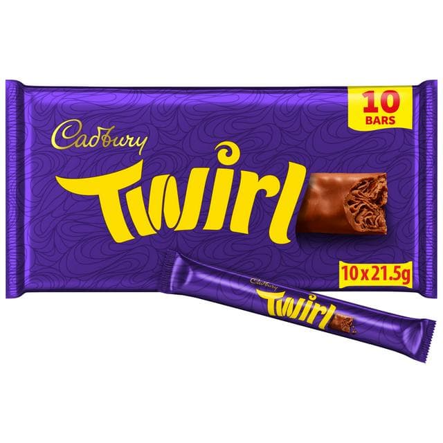 Cadbury Twirl 10 x 21.5g Multipack Chocolate Bars - gallery image 1