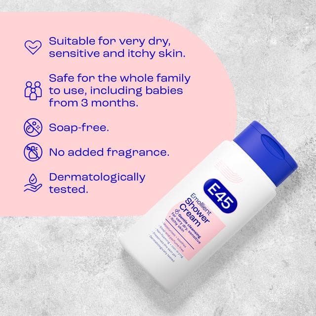 E45 Shower Cream For Dry & Sensitive Skin 200ml - gallery image 2