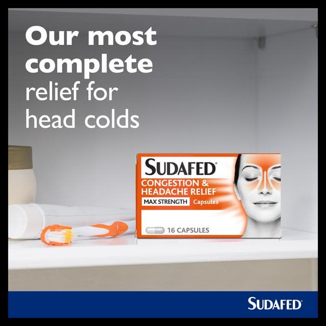 Sudafed Congestion & Headache Relief Max Strength Capsules x16 - gallery image 5