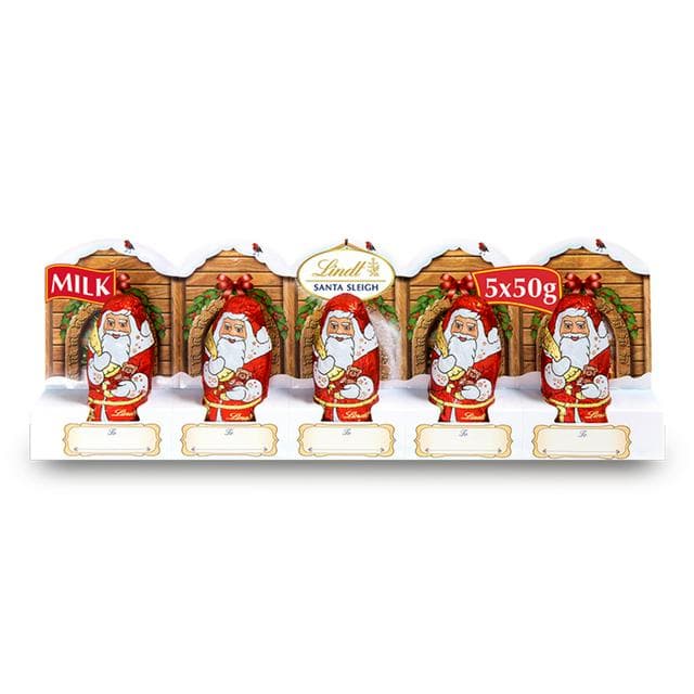 Lindt 5 x 50g Santa Christmas Milk Chocolate - gallery image 1