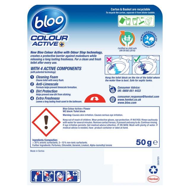 Bloo Colour Active Fresh Flowers Toilet Rim Block 50g - gallery image 6