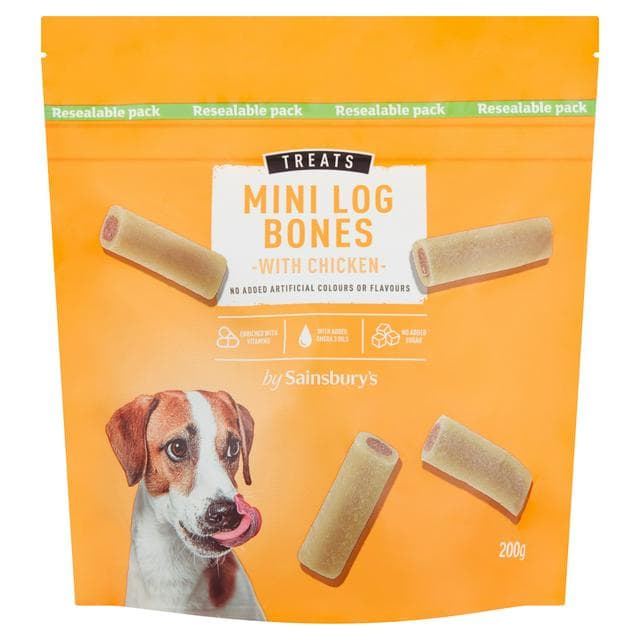 Sainsbury's Mini Log Bone Dog Treats with Chicken 200g - gallery image 1