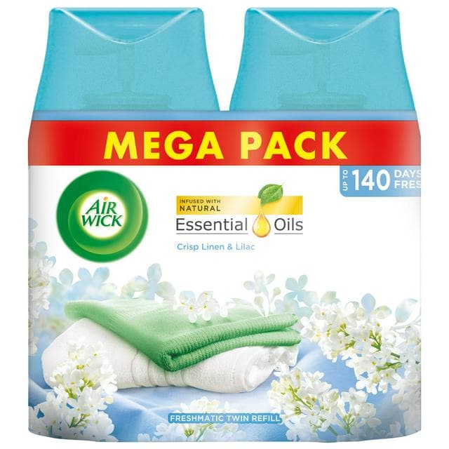 Air Wick Freshmatic twin Refill, Crisp Linen & Lilac Air Freshener 250ml - gallery image 1