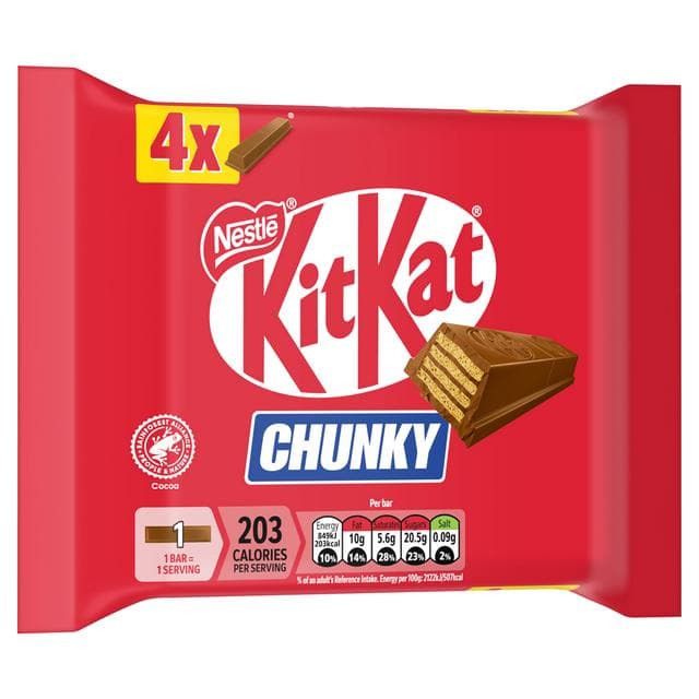 KitKat Chunky Milk Chocolate Bar Multipack x4 40g - gallery image 2
