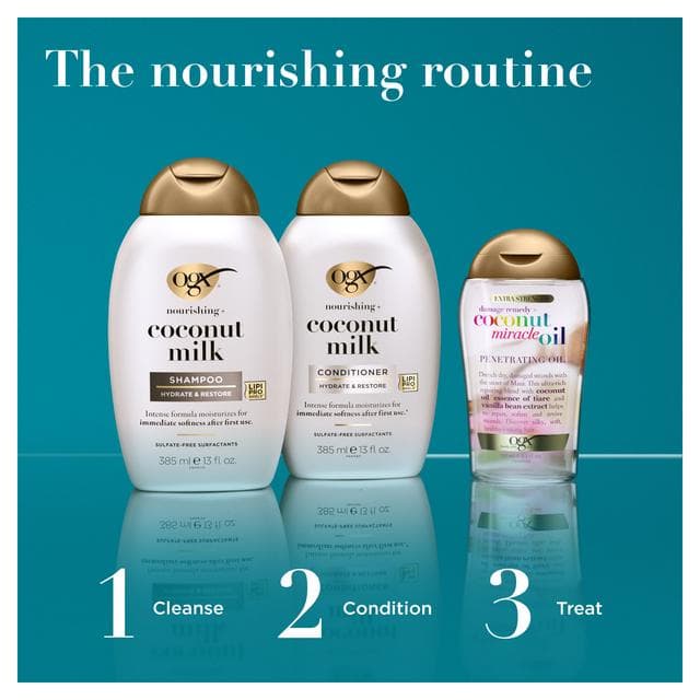 OGX Coconut Milk Conditioner for Dry & Damaged Hair 385ml - gallery image 5