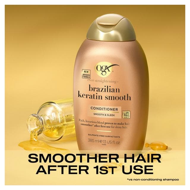 OGX Brazilian Keratin Smooth Conditioner for Dry Hair 385ml - gallery image 4