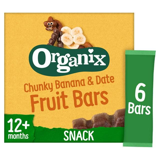 Organix Banana & Date Fruit Bars Toddler Snacks Multipack 12 months+ 6x17g - gallery image 1