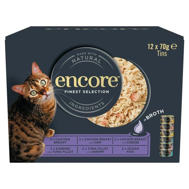 Encore Finest Selection In Broth Natural Cat Food Tins 12 x 70g - gallery image 1