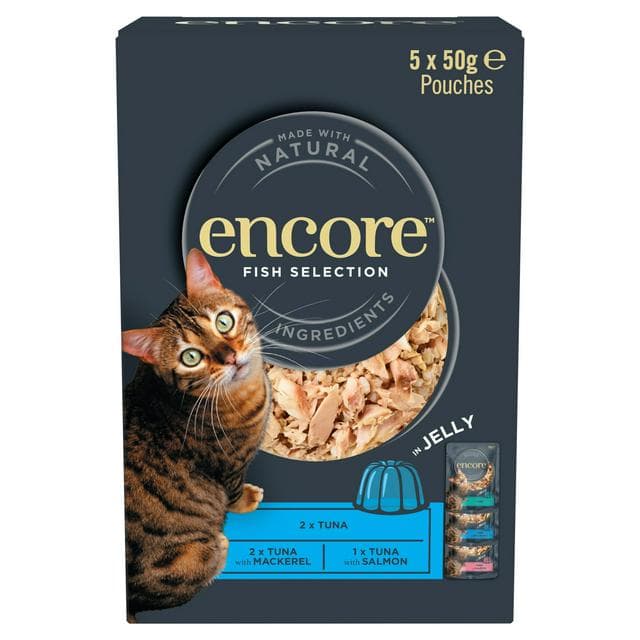 Encore Fish Selection in Jelly Natural Cat Food Pouches 5 x 50g - gallery image 1