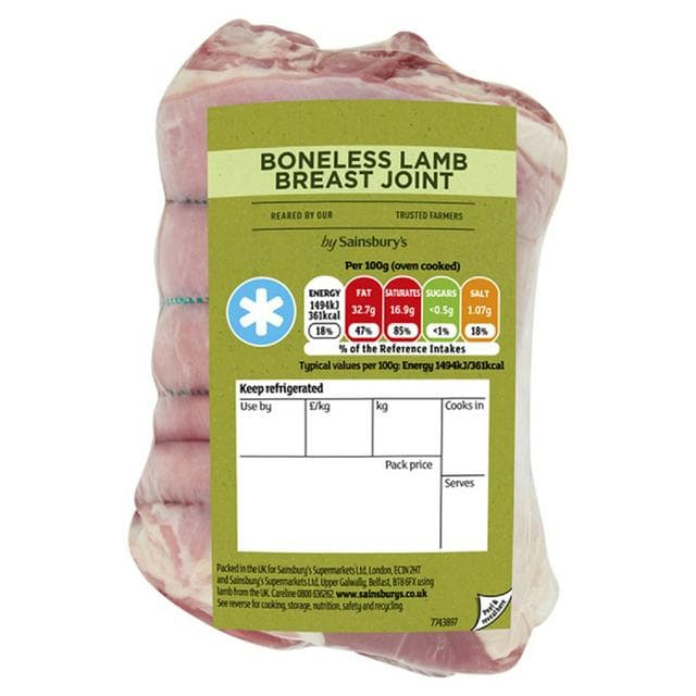 Sainsbury's British or New Zealand Lamb Breast (Approx. 775g) - gallery image 1
