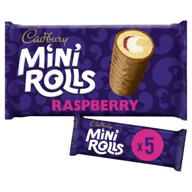 Cadbury Milk Chocolate Raspberry Mini Rolls Cakes x5 - gallery image 1