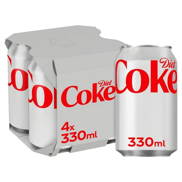 Diet Coke Cola 4 x 330ml Cans - gallery image 1