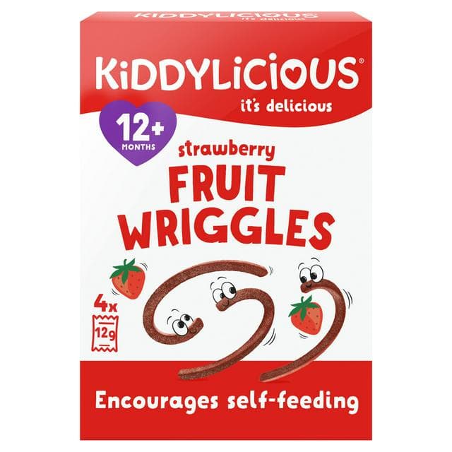 Kiddylicious Strawberry Wriggles Baby Snacks 4x12g - gallery image 1