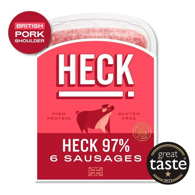 Heck 97% Pork Gluten Free Sausages x6 400g - gallery image 1