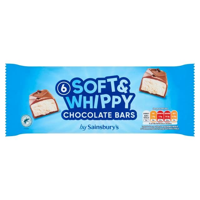 Sainsbury's Soft & Whippy Chocolate Bars 6x22g - gallery image 1