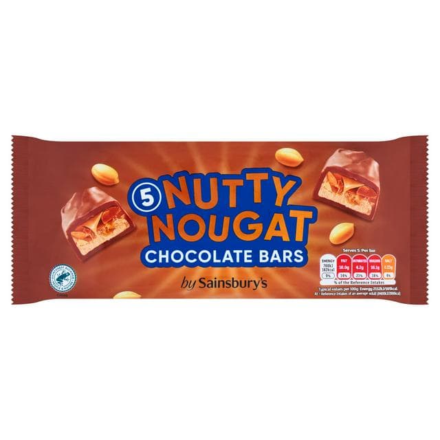 Sainsbury's Nutty Nougat Chocolate Bars 5 x 36g - gallery image 1