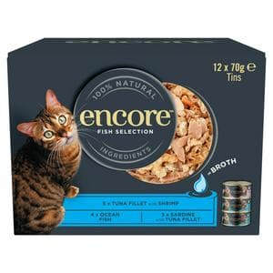 Encore Fish Selection In Broth Natural Cat Food Tins 12 x 70g