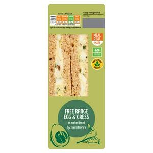 Sainsbury's Free Range Egg & Cress on Malted Bread Sandwich